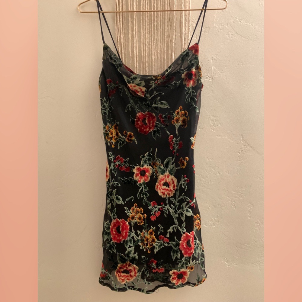 Verge Girl Crushed Velvet Mini Floral Dress